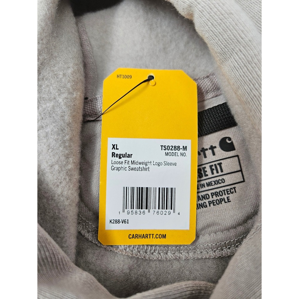 Carhartt Loose Fit Midweight Logo Sleeve Graphic Hoodie "Mink" Men's Size XL NEW - Picture 5 of 9